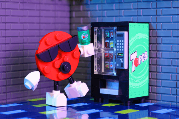 Custom 7 Pieces Soda Vending Machine made using LEGO parts - B3 Customs - Image 3
