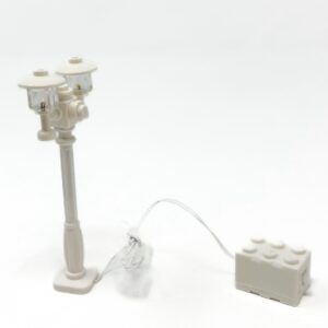White Double Light-Up Lamp Post (Warm/Yellow Light) Battery with Cord