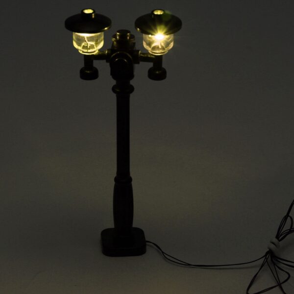 Black Double Light-Up Minifig Scale Lamp Post (Warm/Yellow Light) - LEGO Compatible - Image 5