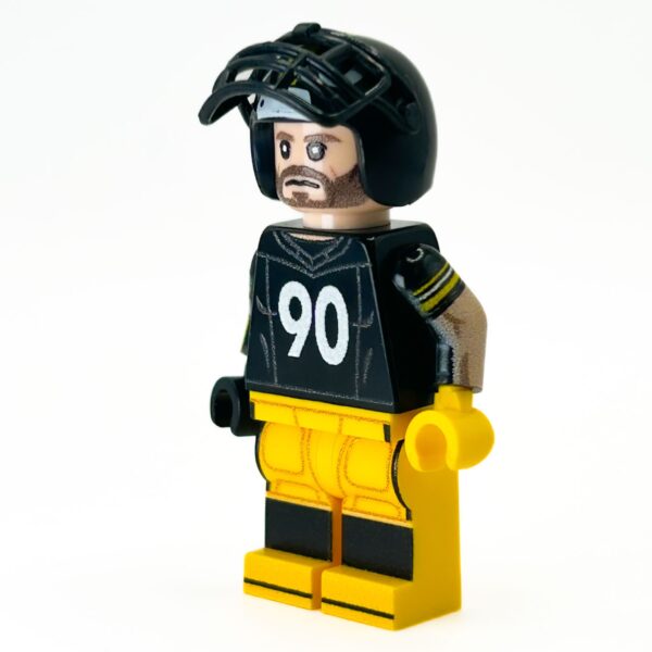 #90 LB Pittsburgh Football Player Minifig made using LEGO parts - B3 Customs - Image 2