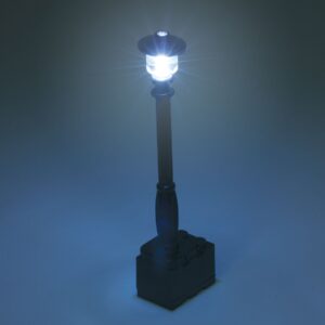 Black Light-Up Lamp Post (White / Cold Light) - Battery Brick Powered