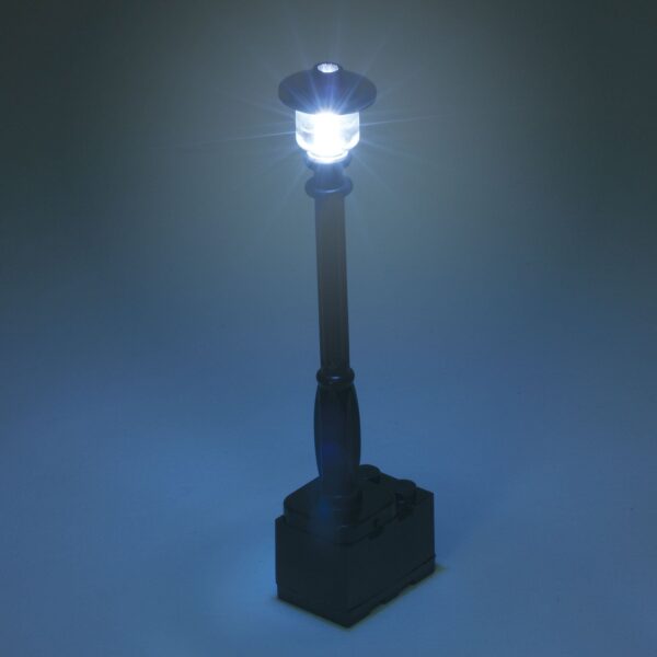 Black Light-Up Lamp Post (White / Cold Light) - Battery Brick Powered