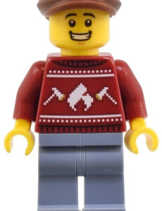 Man in Dark Red Ugly Christmas Sweater w/ Snow Shoes - LEGO City Minifigure (2024)