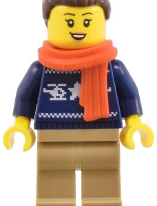 Woman in Dark Blue Ugly Christmas Sweater w/ Ice Skates - LEGO City Minifigure (2024)