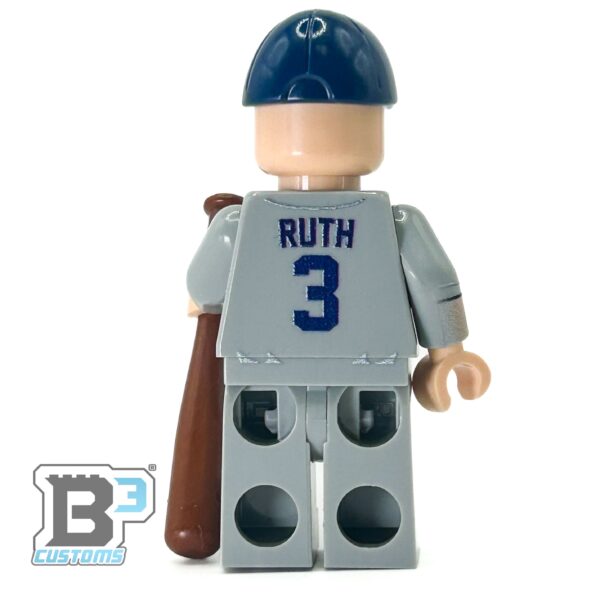 #3 Ruth NY Baseball Player Minifig made using LEGO parts - Image 2