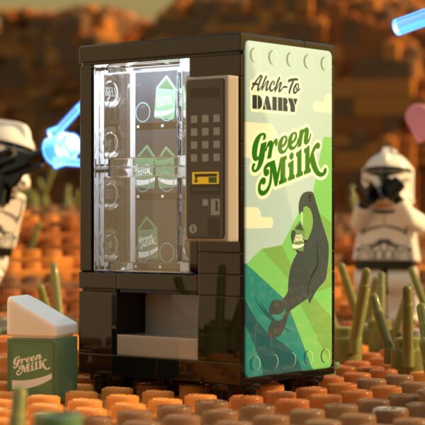 Green Milk Vending Machine Building Set made using LEGO parts - B3 Customs - Image 2