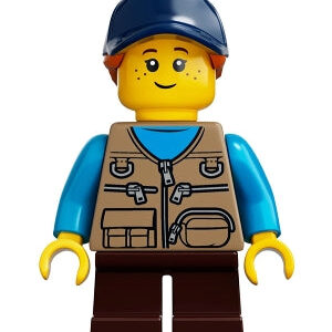 Girl (Treehouse, Freckles w/ Dark Tan Vest) - LEGO City / Ideas Minifigure (2019)