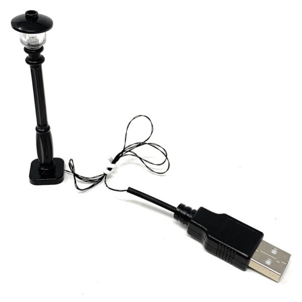 Black Light-Up Lamp Post (White / Cold Light) - USB Powered - Image 2