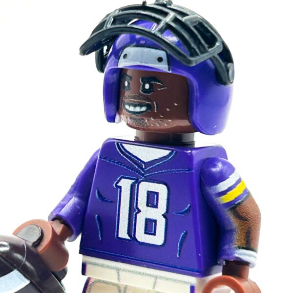 #18 WR Vikings Football Player Minifig made using LEGO parts - B3 Customs - Image 2