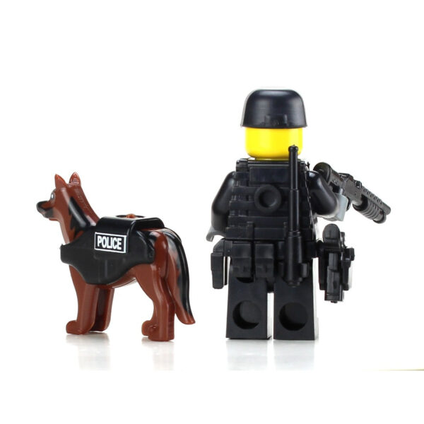 SWAT Police Officer w/ K9 Minifig made with LEGO parts - Image 2