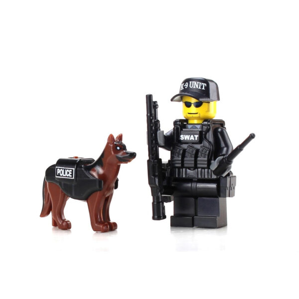 SWAT Police Officer w/ K9 Minifig made with LEGO parts - Image 3