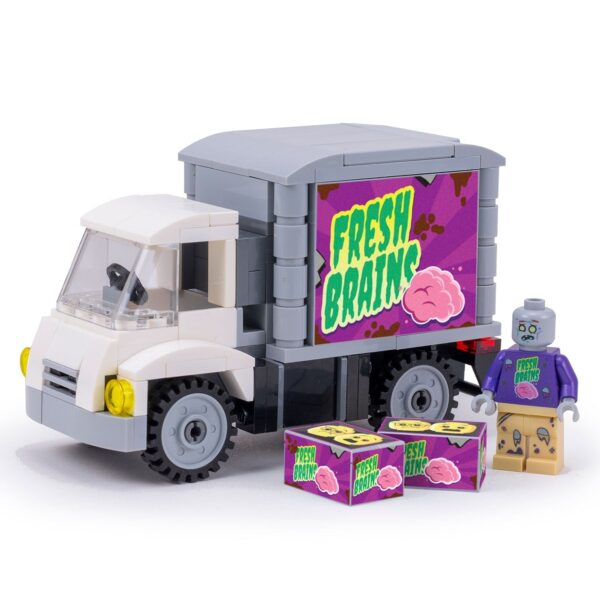 Fresh Brains Zombie Delivery Truck w/ Custom Minifig made using LEGO parts - B3 Customs - Image 2