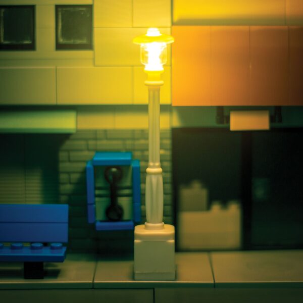 Light-Up Lamp Post (White) on Brick - Image 3