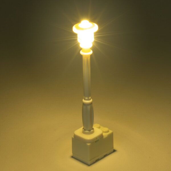 Light-Up Lamp Post (White) on Brick