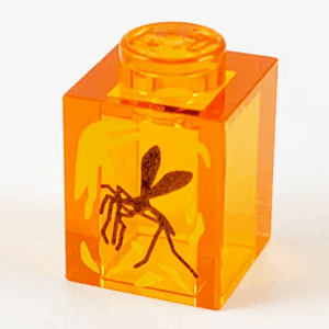 Brick 1 x 1 with Black Mosquito in Amber - LEGO Jurassic World (2022)