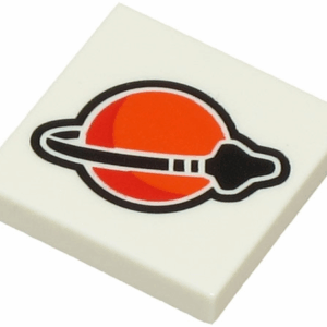 Tile 2 x 2 with Orange, Red and Black Classic Space Logo Pattern - Official LEGO® Part