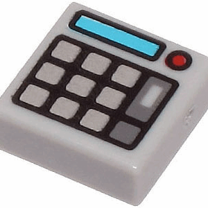 Tile 1 x 1 with Silver Keypad Buttons, Red Light (Calculator) Pattern - Official LEGO® Part