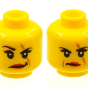 Dual Sided Female Scar over Left Eye, Raised Eyebrow / Scowl Pattern (Ann Lee) - Hollow Stud - Official LEGO® Minifigure Head