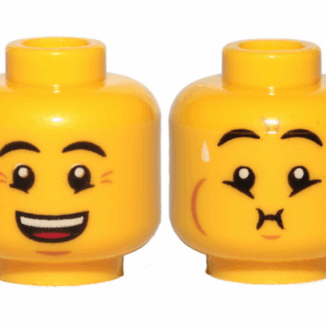 Open Mouth Smile / Queasy Expression with Sweat  (Yellow) - Official LEGO® Minifigure Head