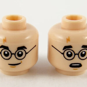 Harry Potter, Lightning Scar, Grin / Surprised Pattern (Light Nougat Flesh) - Official LEGO® Minifigure Head