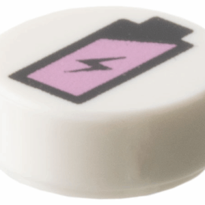 Tile, Round 1 x 1 with Pink Battery Charge Pattern - Official LEGO® Part