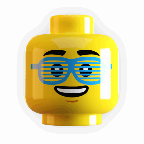Shutter Shades Minifig Head made using LEGO part