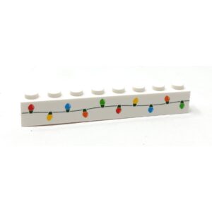 Christmas Lights Custom Printed on 1x8 Brick - B3 Customs made using LEGO part