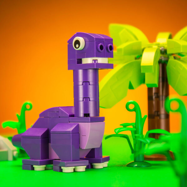 Baby Brontosaurus Dinosaur Building Set made with LEGO parts - B3 Customs - Image 2