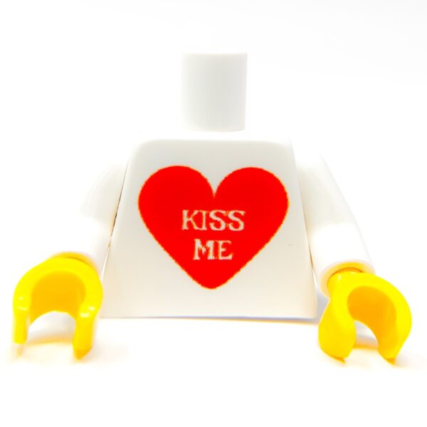 Custom Printed Kiss Me Heart Minifig Torso made with LEGO parts - B3 Customs