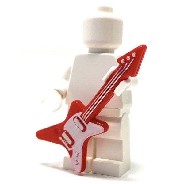 Guitar (Red / White with Silver Strings) - Official LEGO® Part - Image 2