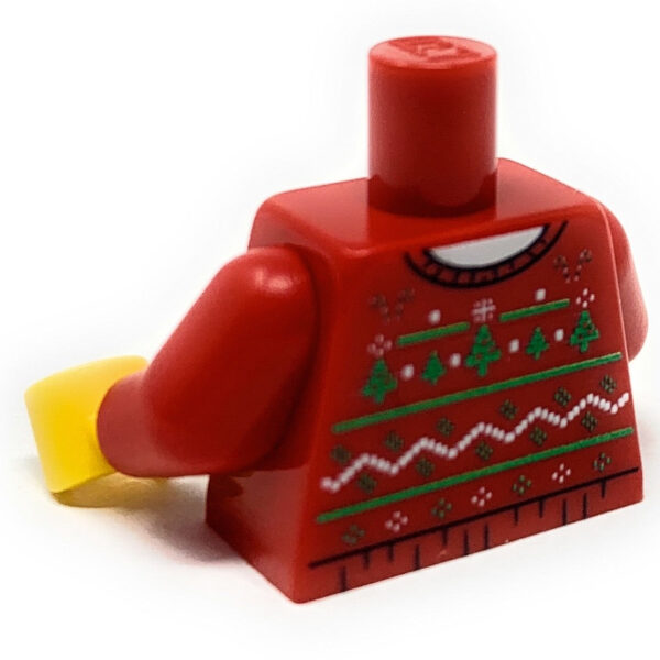 Ugly Red Christmas Tree Sweater Printed Torso made using LEGO parts - B3 Customs - Image 2