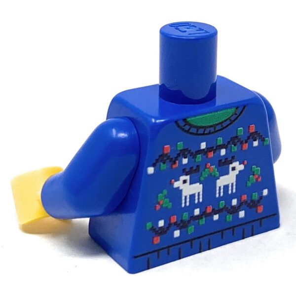 Custom Ugly Blue Christmas Reindeer Sweater Printed Torso made using LEGO parts - Image 2