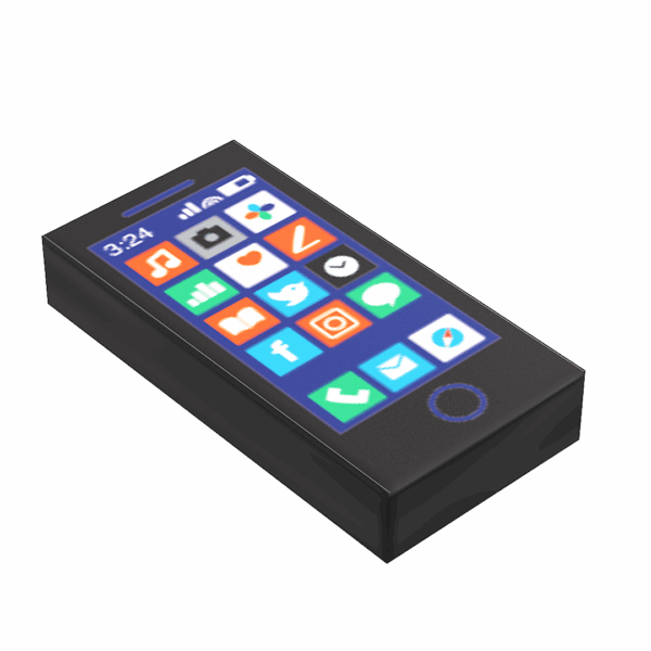 Mobile Phone - B3 Customs Printed 1x2 Tile made using LEGO parts