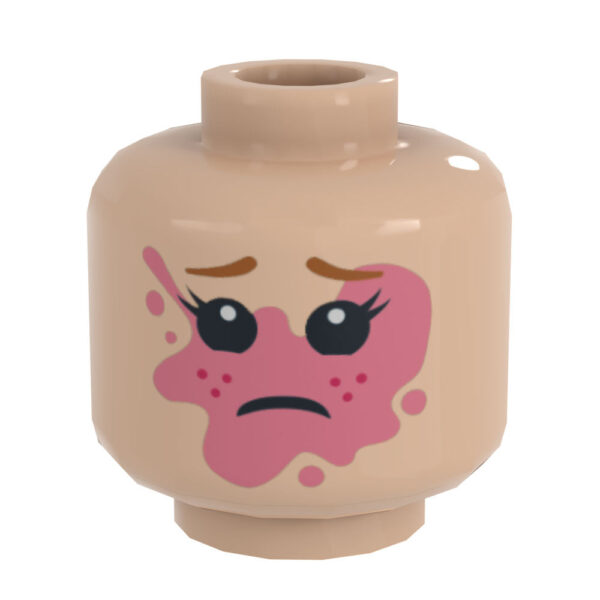 Girl Popped Bubble Gum on Face Minifig Head made using LEGO part - Image 2