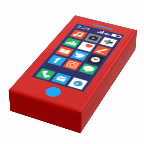 Mobile Phone - B3 Customs Printed 1x2 Tile made using LEGO parts - Image 2
