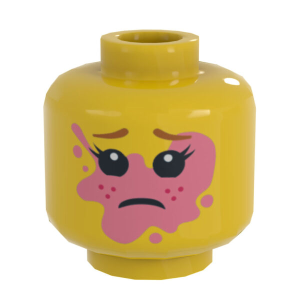Girl Popped Bubble Gum on Face Minifig Head made using LEGO part